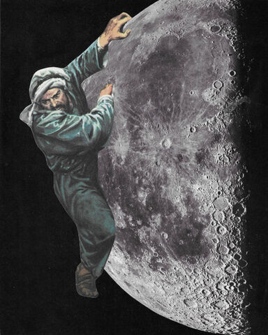 Original,Collage,Art,-,The,Lunar,Grip,Artwork,original collage, moon paper collage, outer space celestial artwork, handmade collage art