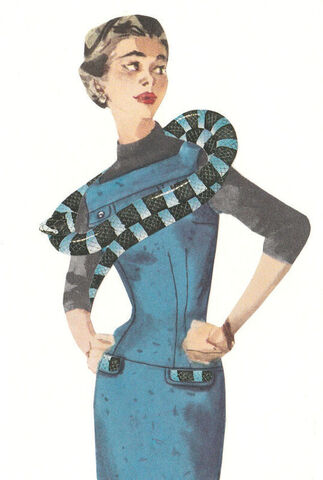 Original,Collage,Art,-,Fashion,to,Die,For,Artwork,original collage, woman sea krait snake paper collage, venomous reptile vintage fashion surreal artwork, unique funny snake lover gift, handmade collage art
