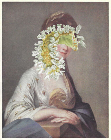 Original,Collage,Art,-,The,Deep,Sea,Veil,Artwork,original collage, woman sea life face antique book plate collage, oceanic mask surreal portrait artwork, vintage book page alteration, unique funny marine biology gift, handmade collage art