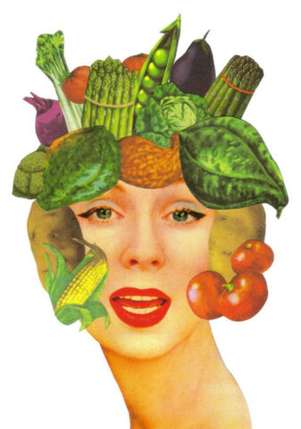 Original,Collage,Art,-,Freshly,Harvested,Artwork,original collage, woman vegetable hair paper collage, freshly harvested surreal produce portrait artwork, unique kitchen humor gift, handmade collage art