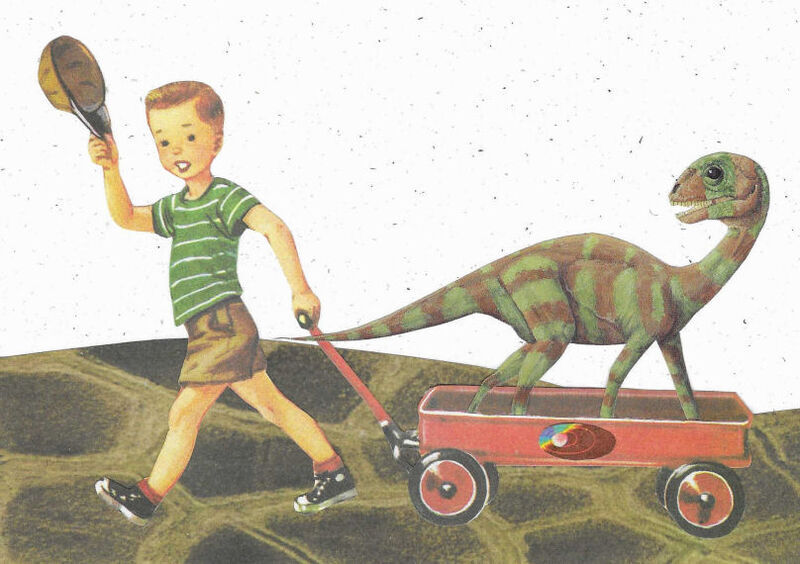 Original Collage Art - A Prehistoric Companion Artwork - product images