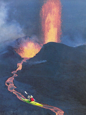 Original,Collage,Art,-,Extreme,Kayaking,Artwork,original collage, kayaker river of lava volcano eruption paper collage, extreme kayaking funny action sports artwork, adventure decor, unique thrill seeker gift, handmade collage art