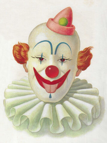 Original,Collage,Art,-,Creepy,Clown,Artwork,original collage, creepy clown vintage flashcard collage, surreal circus artwork, handmade collage art