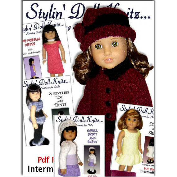 PDF Knitting Patterns for doll clothes, Fit American Girl Doll, 18 inch doll 07 - product images  of 