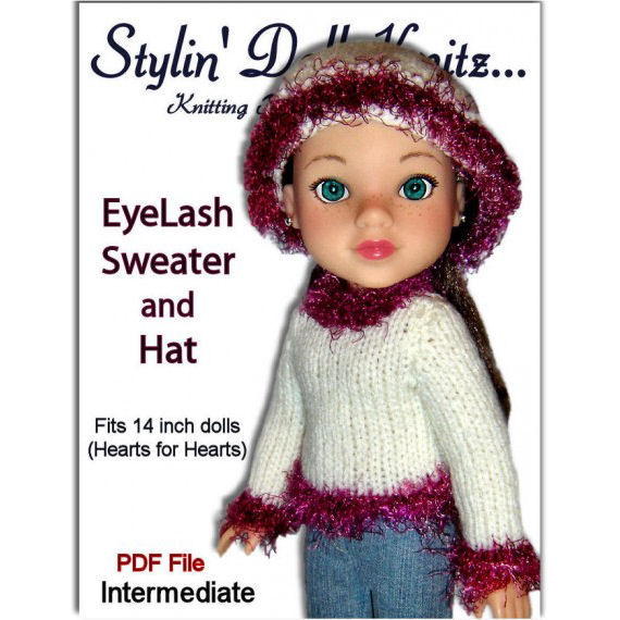 Knitting pattern for doll clothes. Fits Hearts for Hearts Doll. PDF, 255 - product images  of 