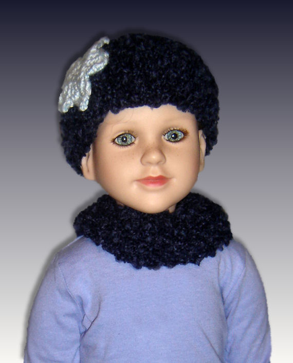 PDF Knitting Pattern, Beanie Hat and Neck Warmer, My Twinn. 23 inch