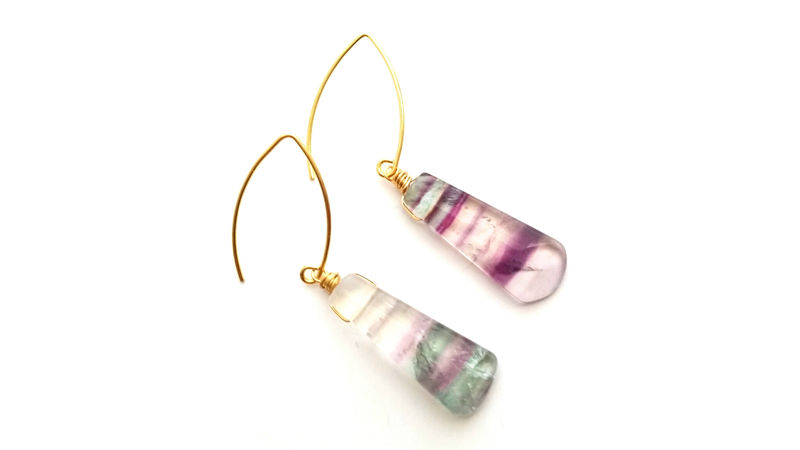 Blue Green Banded Fluorite Drop Hook Earrings - product image  