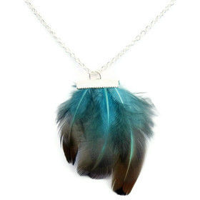 Bright,Blue,Feather,Silver,Necklace,feather, bird, fly, blue, black, brown, soft, whimsical, romantic, necklace, jewelry, for her, gift, theartisangroup