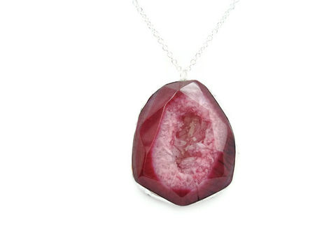 Incredible,Hot,Pink,Druzy,Necklace,handmade, hot pink, pink, faceted, gemstone, druzy, drusy, necklace, jewelry, theartisangroup, gift, for her, crystals, dramatic, romantic