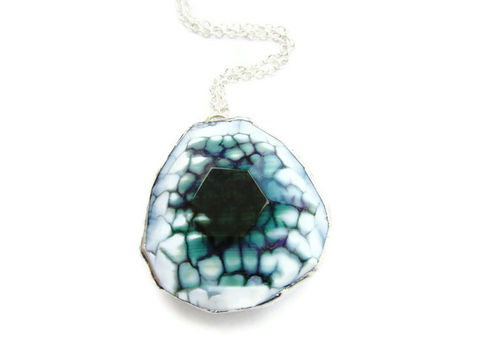 Teardrop,Blue,Green,Dragon,Agate,Faceted,Gemstone,Necklace,Purple,White,Striations,dragon agate necklace, agate necklace, druzy necklace, for her, jewelry for her, necklace for her, blue, purple, white, green, faceted gemstone necklace, high fashion, statement necklace