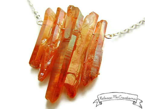 Tangerine,Aura,Quartz,Dream,Necklace,tangerine quartz, tangerine aura quartz, aura quartz, quartz, healing quartz, healing gemstone, healing jewelry, jewelry for her, necklace, for her, necklace for her, gemstone necklace, release me creations