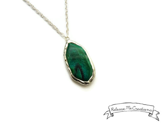 Green Blue Faceted Fire Dragon Agate Gemstone Necklace - product image  