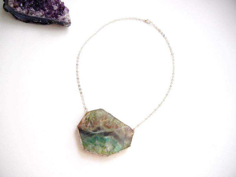 RESERVED FOR LAURIE: Dramatic Geometric Fluorite Slab - product image  