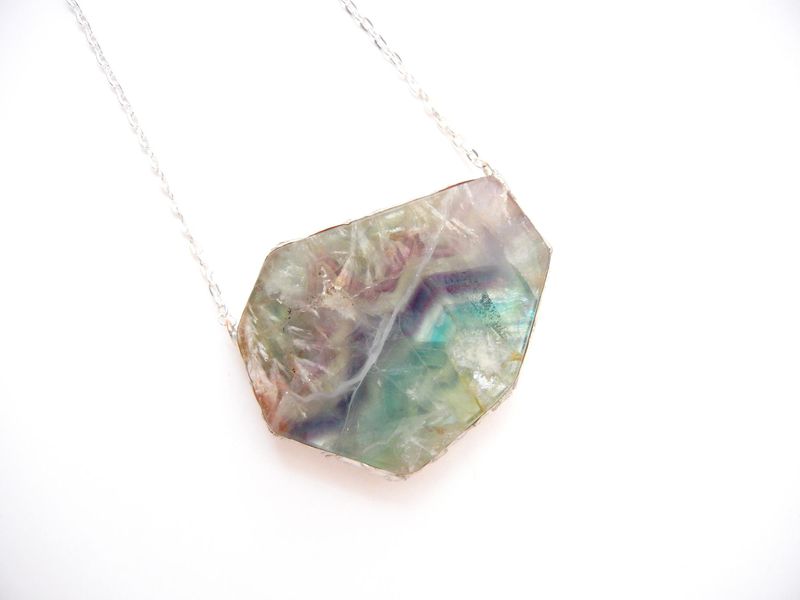 RESERVED FOR LAURIE: Dramatic Geometric Fluorite Slab - product image  