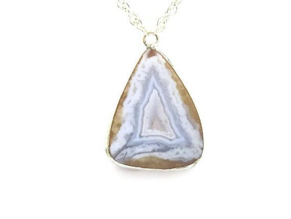 Rare Geometric Blue Lace Agate Druzy Necklace - product image  