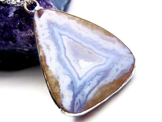 Rare Geometric Blue Lace Agate Druzy Necklace - product image  
