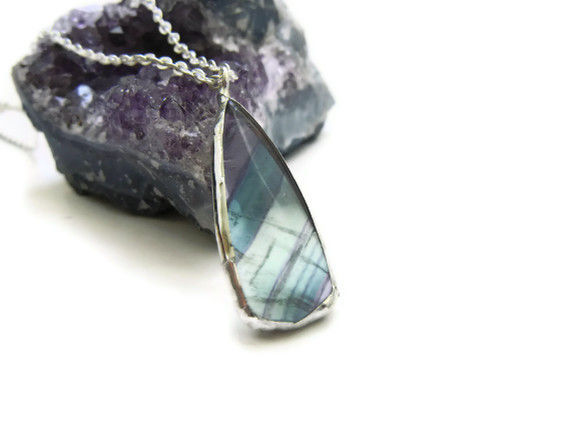 Stunning Teardrop Fluorite Gemstone Necklace - product image  
