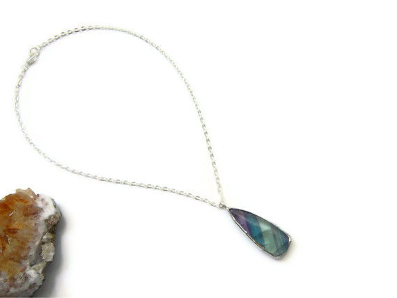 Stunning Teardrop Fluorite Gemstone Necklace - product image  