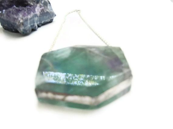 Dramatic Geometric Fluorite Slab Necklace - product image  