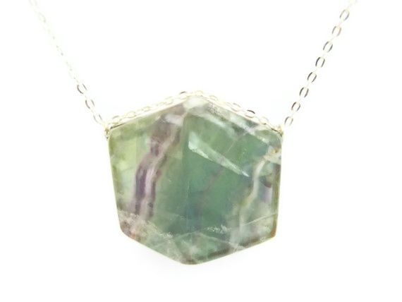 Dramatic Geometric Fluorite Slab Necklace - product image  