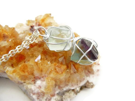 Caged Double Fluorite Octahedron Necklace - product image  