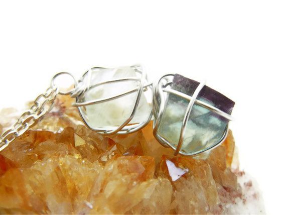 Caged Double Fluorite Octahedron Necklace - product image  