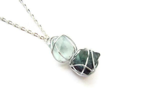 Caged Double Fluorite Octahedron Necklace - product image  