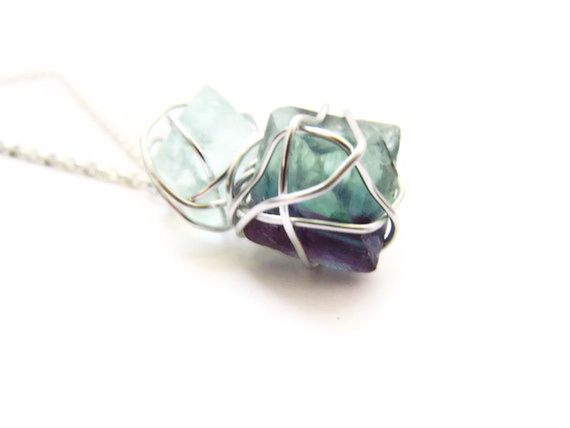 Caged Double Fluorite Octahedron Necklace - product image  