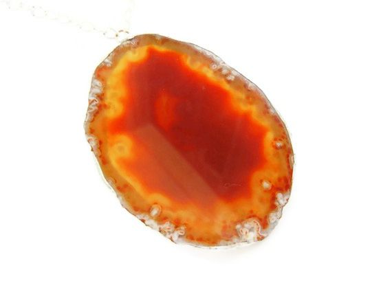 Statement Orange Red Oval Agate Slab Necklace - product image  