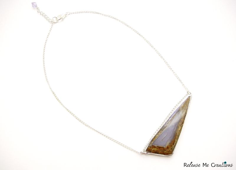 Geometric Lavender Chalcedony Druzy Necklace - product image  