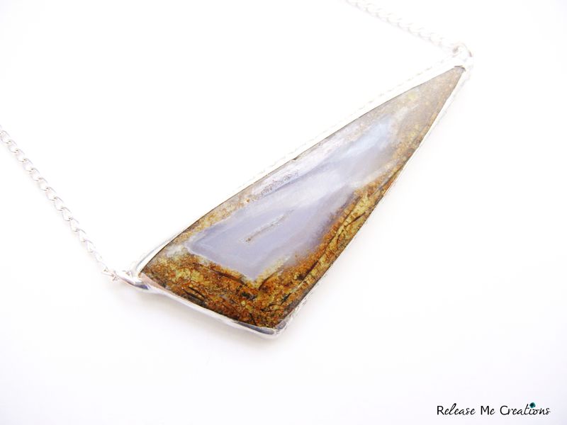Geometric Lavender Chalcedony Druzy Necklace - product image  