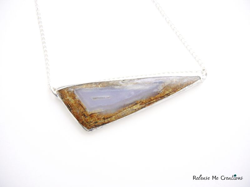 Geometric Lavender Chalcedony Druzy Necklace - product image  