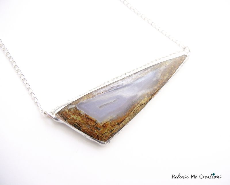 Geometric Lavender Chalcedony Druzy Necklace - product image  