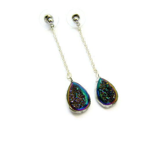 RESERVED:  Titanium Druzy Teardrop Earrings - product image  