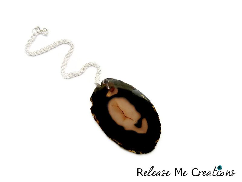 Statement Onyx Black Opaque Agate Necklace - product image  