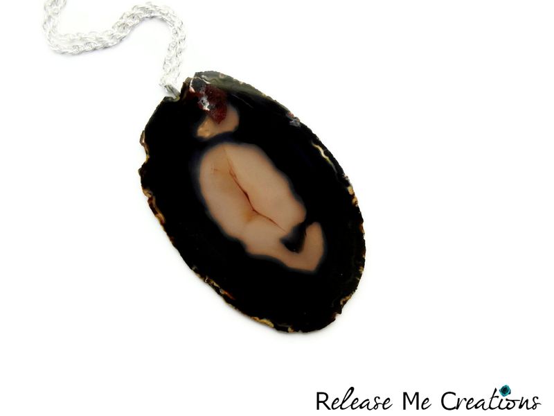 Statement Onyx Black Opaque Agate Necklace - product image  