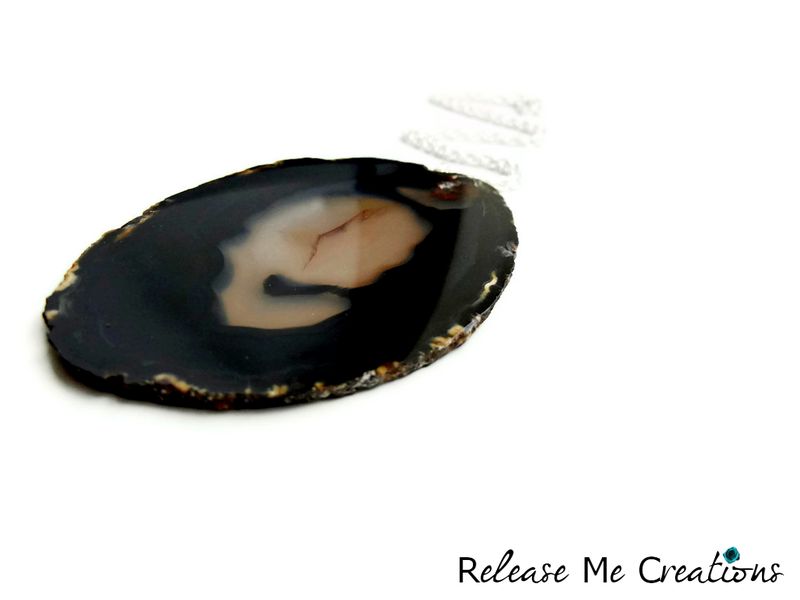 Statement Onyx Black Opaque Agate Necklace - product image  