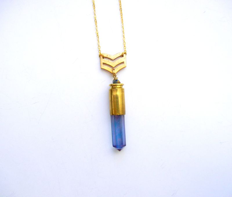 Chevron Amethyst Aura Quartz Bullet Necklace - product image  