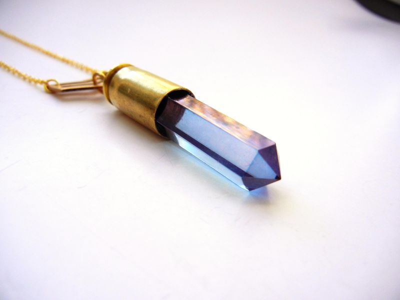 Chevron Amethyst Aura Quartz Bullet Necklace - product image  