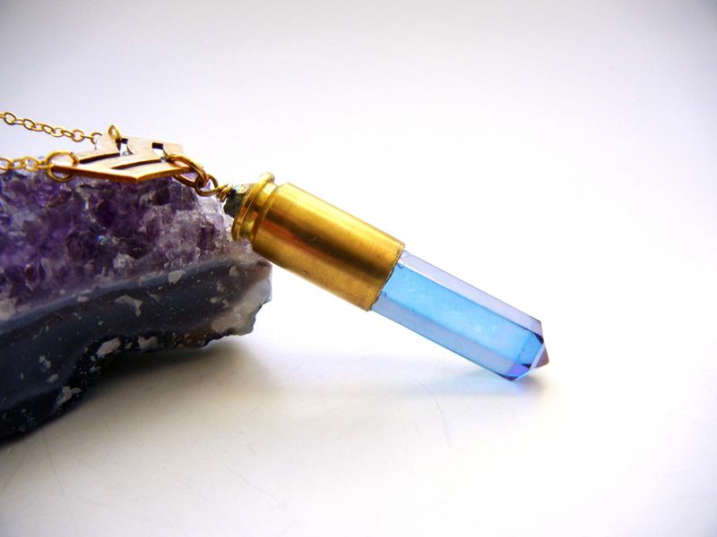 Chevron Amethyst Aura Quartz Bullet Necklace - product image  