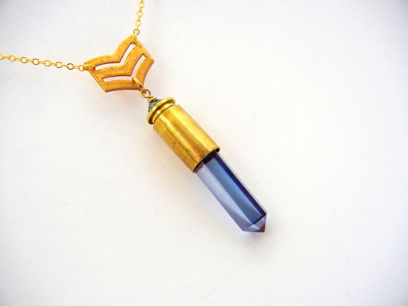 Chevron Amethyst Aura Quartz Bullet Necklace - product image  