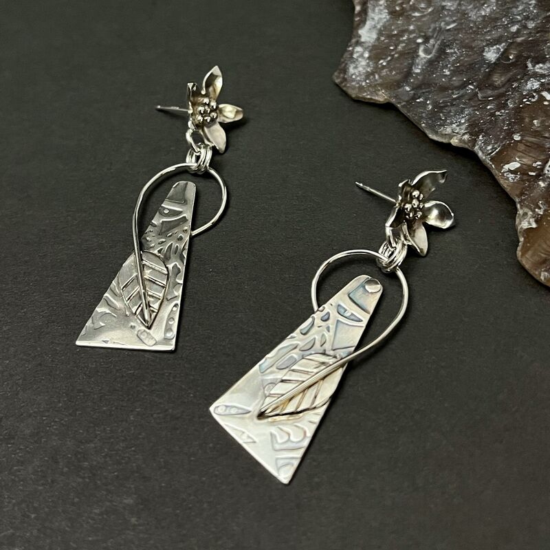 OOAK Silversmith Made Earrings in a Flower and Botanical Theme - product images  of 