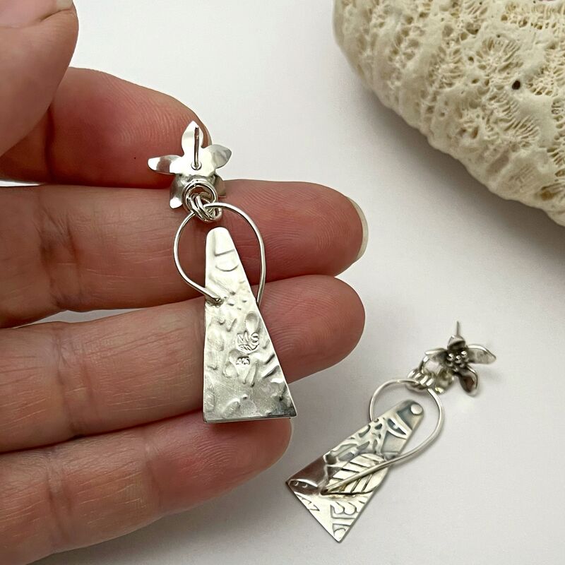 OOAK Silversmith Made Earrings in a Flower and Botanical Theme - product images  of 