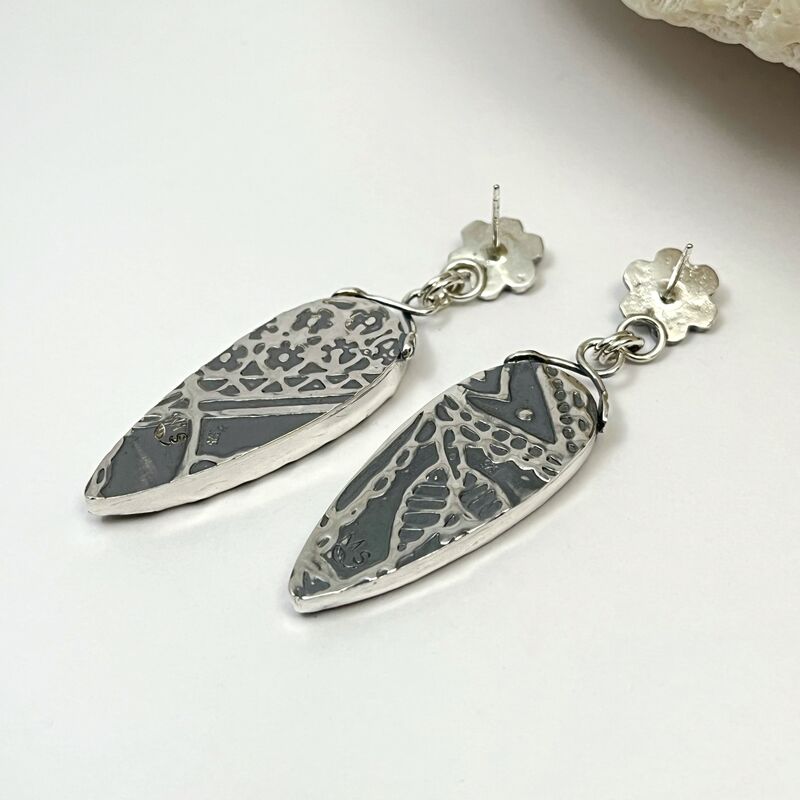 Crazy Lace Agate Earrings with Solid Sterling Silver Flower Stud Posts - product images  of 