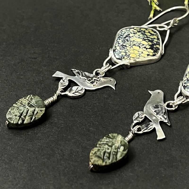 Long New Lander Earrings in Sterling Silver with Jasper Beads - product images  of 