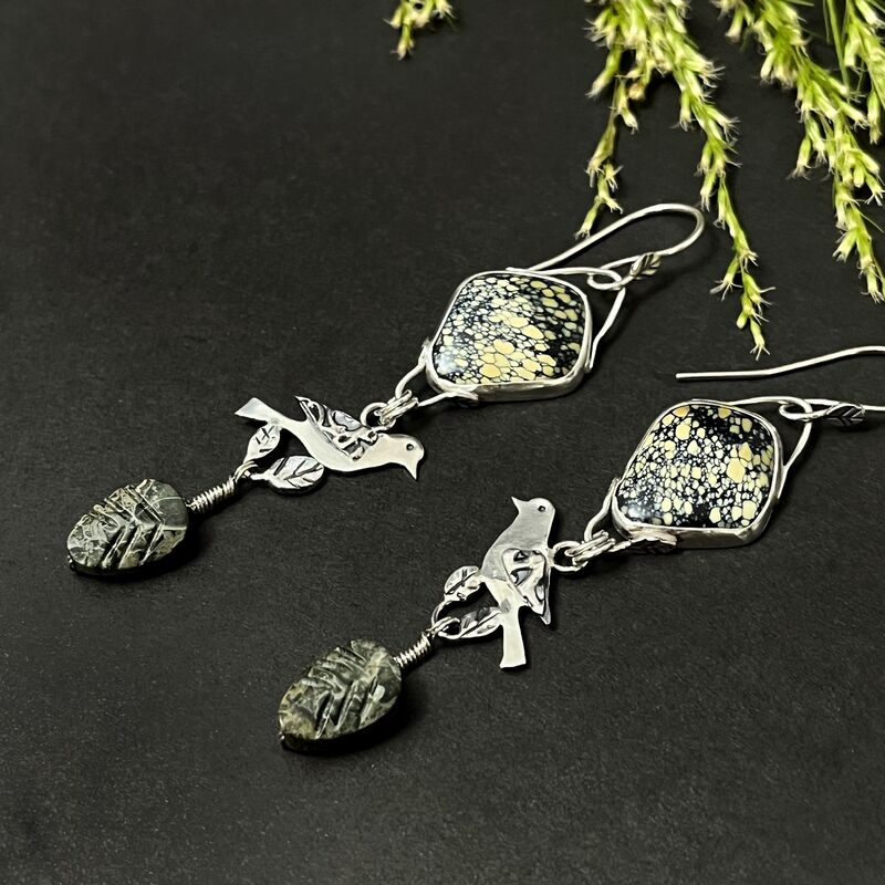 Long New Lander Earrings in Sterling Silver with Jasper Beads - product images  of 