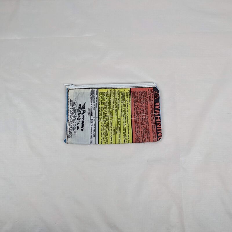 Zippered Pouch made from Warning Label on Marine Blue Parachute Panel - product images  of 