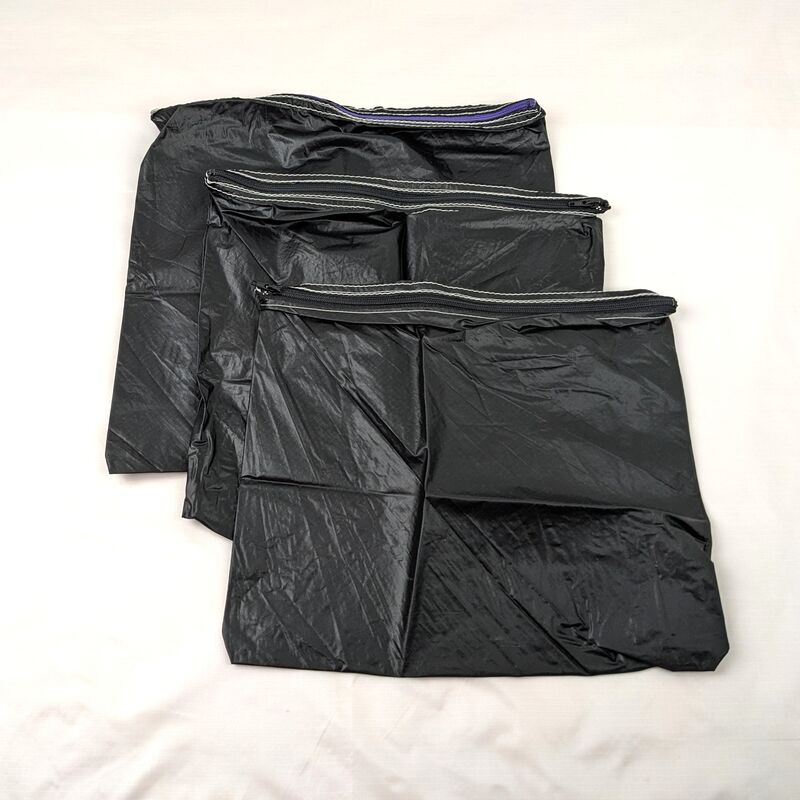 Three Water Resistant Zipper Pouches : Black Repurposed Parachute - product images  of 