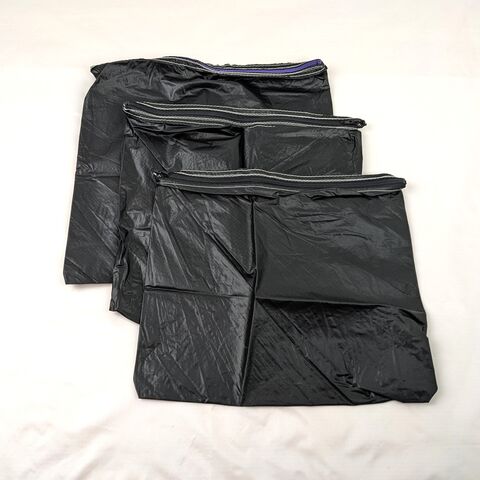 Three,Water,Resistant,Zipper,Pouches,:,Black,Repurposed,Parachute