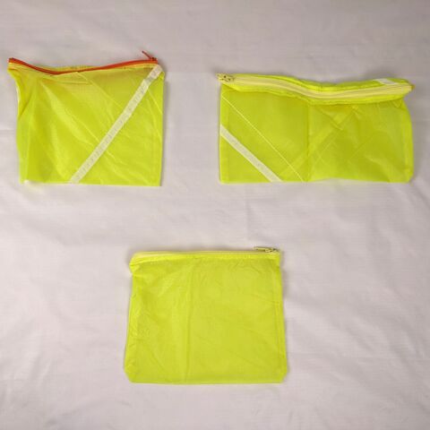 Three,Water,Resistant,Zipper,Pouches,:,Neon,Yellow,Repurposed,Parachute